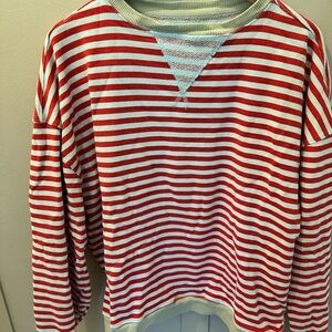 We The Free Red and White Knit Top